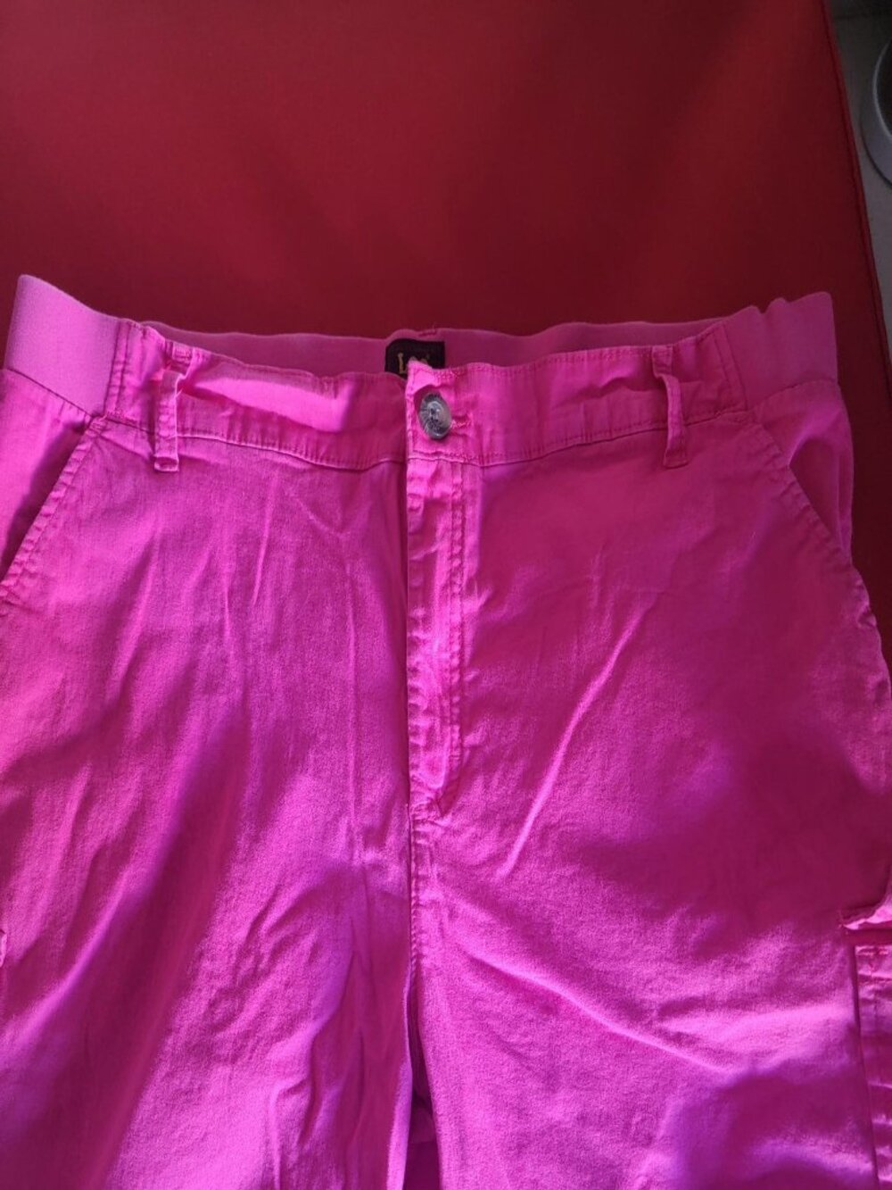 Lee Bright Pink Bermuda Shorts Women’s 18 Mid Rise Stretch Utility - Picture 6 of 7
